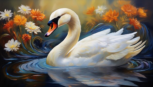 &Ouml;lgem&auml;lde Schwan