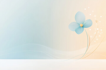 abstract background with a aqua ribbon-like flower, a light aqua and lightyellowcolor palette