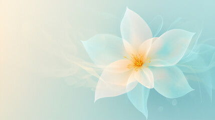 Fototapeta premium abstract background with a aqua ribbon-like flower, a light aqua and lightyellowcolor palette