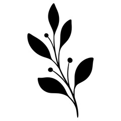 Cute black leaf icon illustration