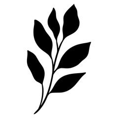 Fototapeta premium Cute black leaf icon illustration