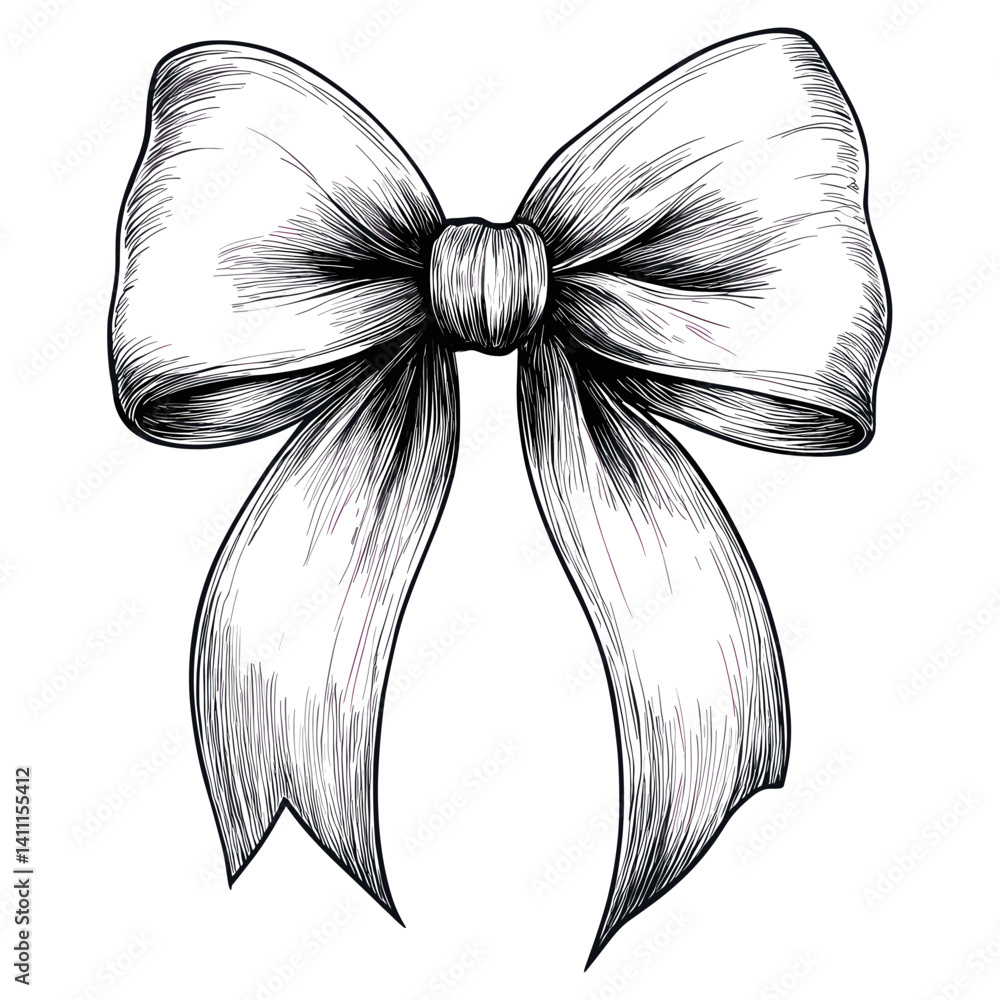 Poster double loop bow illustration drawing sketch vector