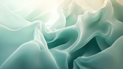 Obraz premium Soft Abstract Flowing Fabric in Shades of Mint and Cream Tones
