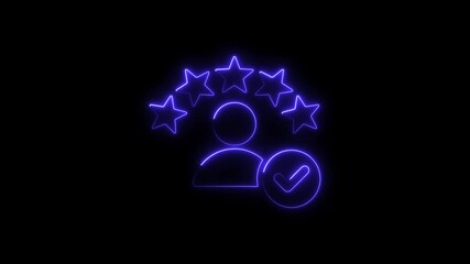 Glowing neon satisfaction icon 4k  isolated on black background. HD Video motion graphic animation