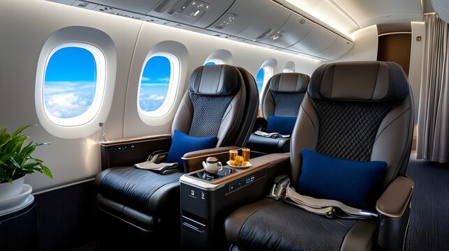 Business-class alternative premium economy seating in an airplane cabin