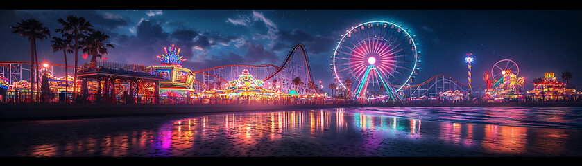 amusement park night,