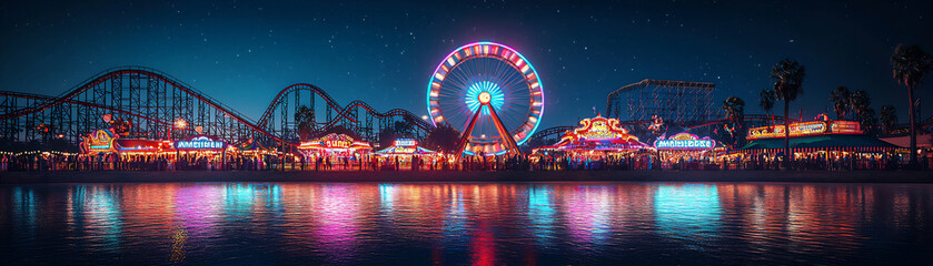 amusement park night,