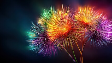 Vibrant fireworks exploding in the night sky with two colorful fireworks creating a stunning visual experience
