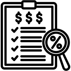 Inspection mini illustration outline icon, use for taxation, economy, business, finance, UI, UX kit, app and web development, digital or print.