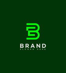 Modern Green Line Letter EB, BE Logo Brand Identity Design