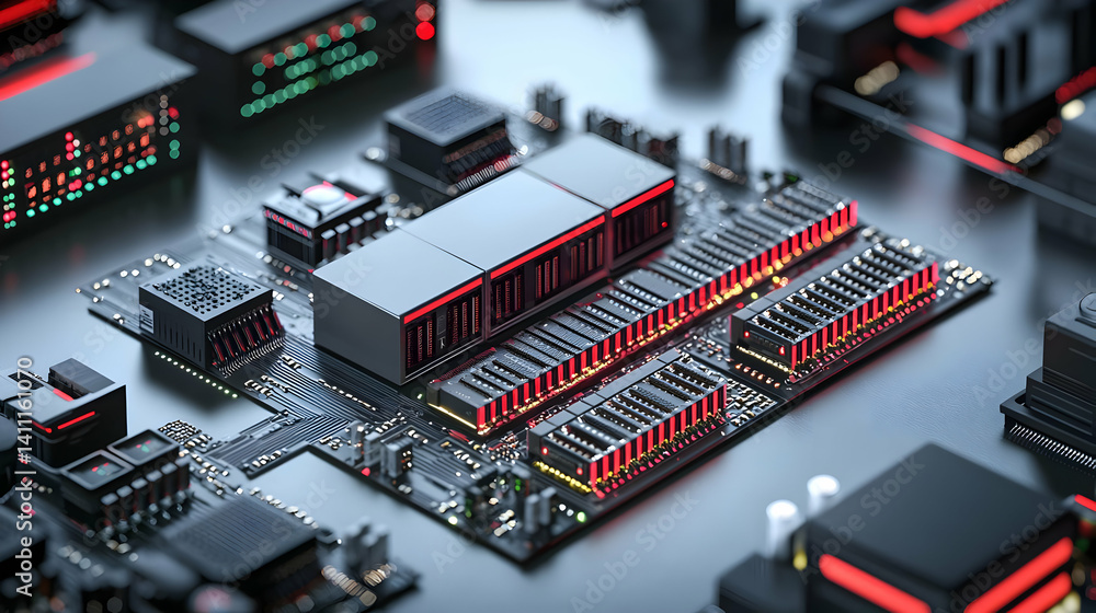 Poster advanced circuit board technology with glowing components