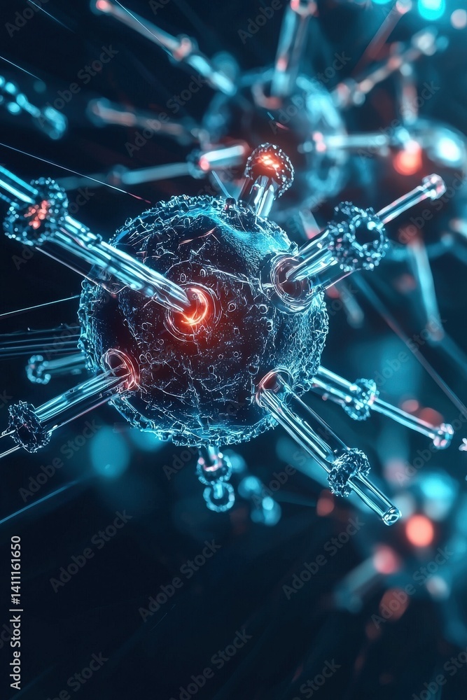 Poster a conceptual rendering of nanorobots reversing the effects of neurological diseases, nanorobots conc