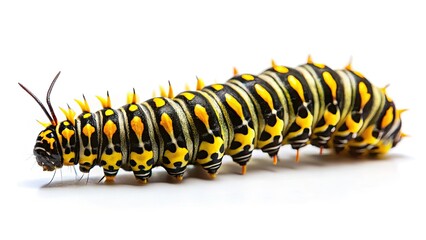 Black and Yellow Caterpillar High Depth of Field Macro Photography - Insect Close Up
