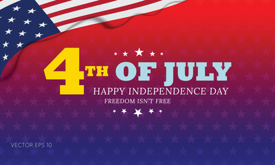 4th of July Poster with Freedom Quote and American Flag