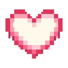 Pixel heart line icon pixelated retro illustration vector