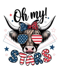 Cow Design Patriotic 4th of July Fun