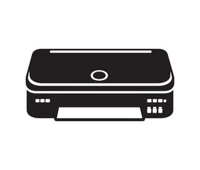 Printer icon isolated on white. Black and white printer icon vector illustration.