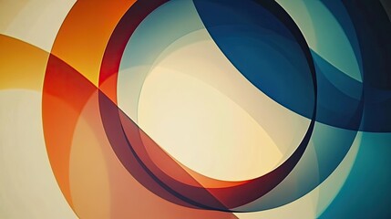 Fototapeta premium Abstract Colorful Curves and Swirls in Orange Blue and Cream Tones