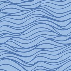 Sea waves seamless pattern. Abstract vector background with wavy lines. Minimalist geometric allover print with hand drawn fluid texture