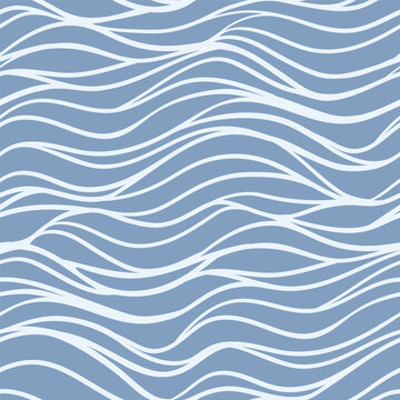Sea waves seamless pattern. Abstract vector background with wavy lines. Minimalist geometric allover print with hand drawn fluid texture