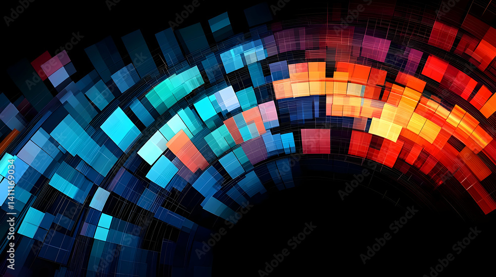 Poster abstract geometric design with colorful blocks