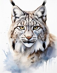 Fototapeta premium Aquarell weißer Luchs