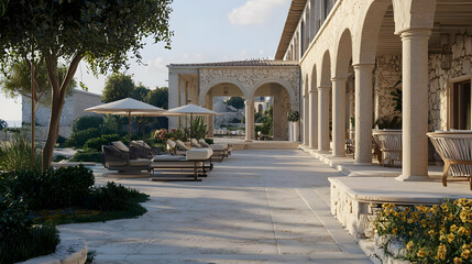 Obraz premium Luxury Patio Villa With Pool and Coastal Views
