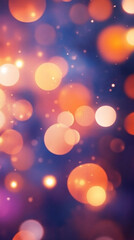 A blurry image of orange and blue circles with a purple background. The image has a dreamy, ethereal quality to it, as if it were a painting or a photograph. The circles seem to be floating in the air