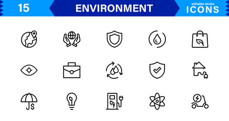 Professional Environment Icons for Sustainable Designs. Includes Earth, Trees, Renewable Energy, and Eco-Conscious Symbols for Impactful Projects.