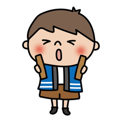 拍子木を持っている子供（男の子）