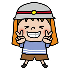 消防士の帽子を被る子供（男の子1）