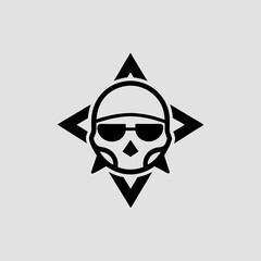 black and white skull