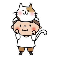 お遊戯会で猫のお面を被った男の子