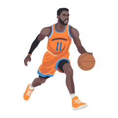 Naklejka premium African American basketball player sports illustration dribbling vector