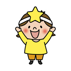 お遊戯会で星のお面を被った女の子