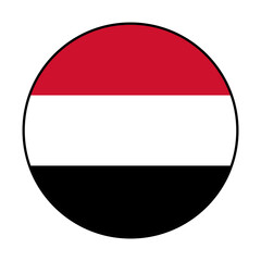 Flag of Yemen. Black loop edge. Yemen circle flag  icon computer vector illustration design.