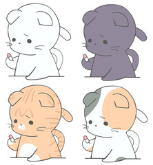 A cat looking sadly at medicine