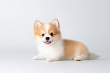 cheerful spitz puppy,
