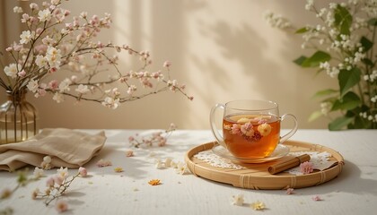 Serene Spring Blossom Tea: Relaxing Herbal Infusion with Delicate Flowers