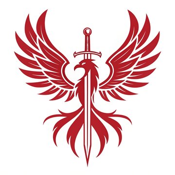 Illustration of Phoenix Silhouette with Sword