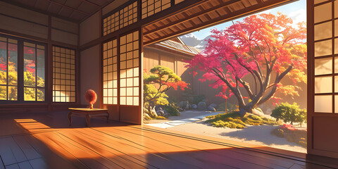Serene Autumn Garden Illustration