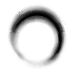 Blur black circle shape in halftone style white abstract circular vector