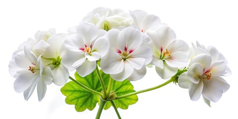 Obraz premium Low Light Pelargonium Photography: Stunning White Geranium Blooms in Dark Ambiance