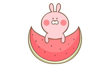 ウサギとスイカ