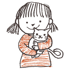 Obraz premium Illustration drawing cat illustrated vector