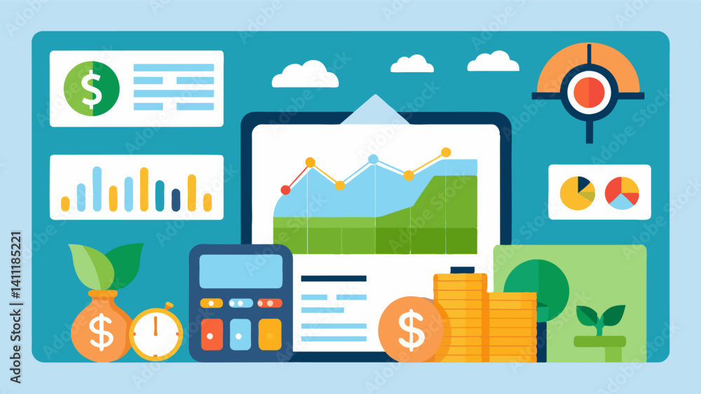 Poster integration with financial records providing a clear overview of farm expenses profits and losses.. 