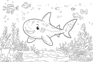 Fototapeta premium Wildlife pencil sketch deer in forest