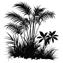Obraz premium Silhouette illustration tropical plants vector