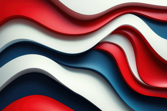 Red, white and blue wave pattern against a clear sky, creating a vibrant and patriotic background.