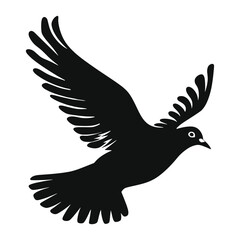 Obraz premium Dove flying silhouette illustration black white vector
